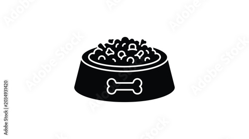 Принти на полотні pet food bowl with bone shape design black silhouette