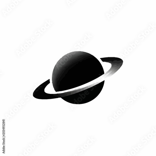 Stylized planet with a ring orbiting around it.