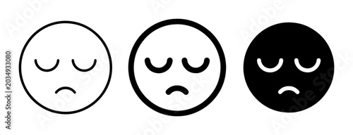 Foto Sad Face Icons, Disappointed Emoji Set, Negative Emotion Symbols, Simple Vector