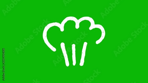 Animated abstract cloud burst doodle shape reveal