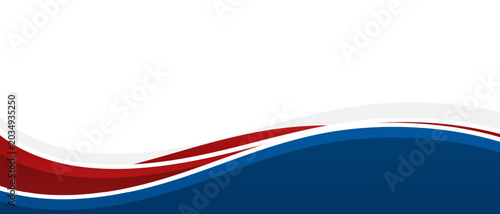 Modern red and blue wave design on white backdrop. Abstract corporate fluid curve banner. Elegant color wave layout for business, presentation, template, header.