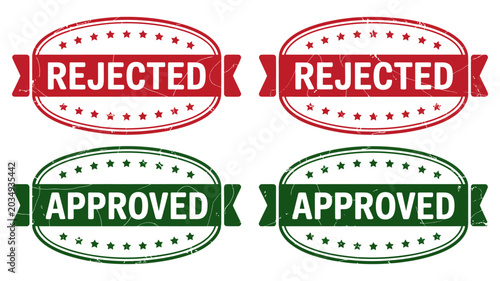 Obraz na płótnie Circular Stamps With Rejected And Approved Text On White Background approval rej
