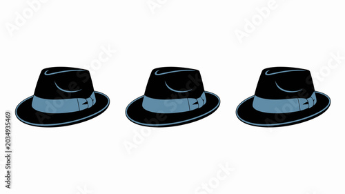 Εκτύπωση καμβά Three Fedora Hats Flat Vector Illustration On White Background headwear milliner