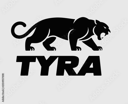 Tyra Black Panther Mascot Logo: Fierce Wild Cat Identity Wordmark