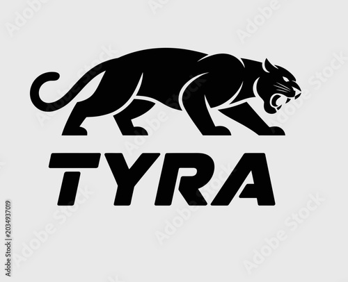 Tyra Black Panther Mascot Logo: Fierce Wild Cat Identity Wordmark