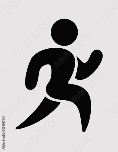 Minimalist Running Man Pictogram: Black Stick Figure Fitness & Motion Icon