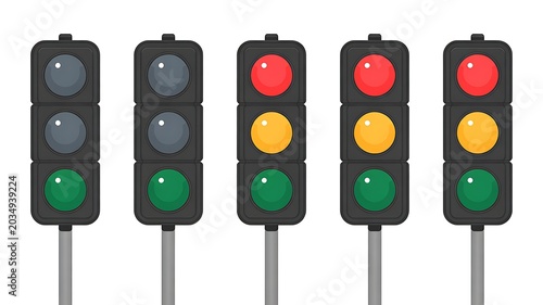 A sleek promotional logo design featuring traffic lights with green, yellow, red lights on a white background showcasing transportation infrastructure