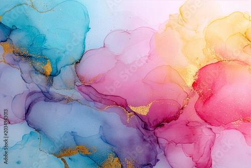 Colorful alcohol ink abstract background with soft pastel colors