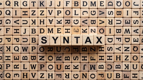 Wooden Blocks Spelling Syntax Word, Education and Learning Concept.