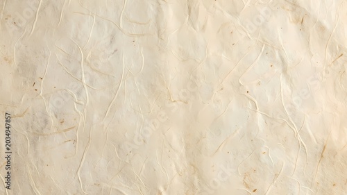 A realistic weathered rice paper texture background with faint fibers and pale warm cream tone