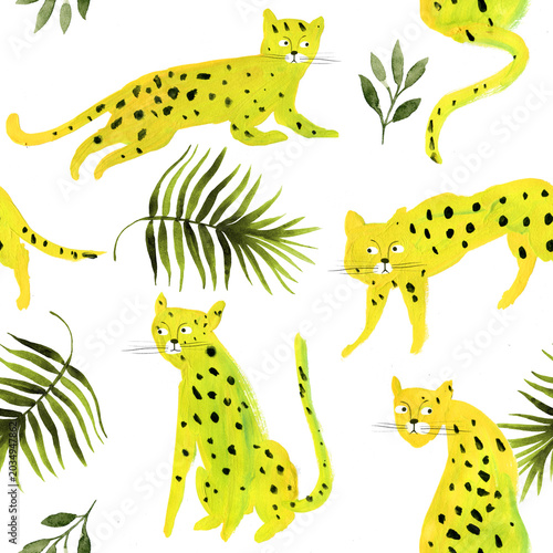 Seamless Leopard Jungle Pattern