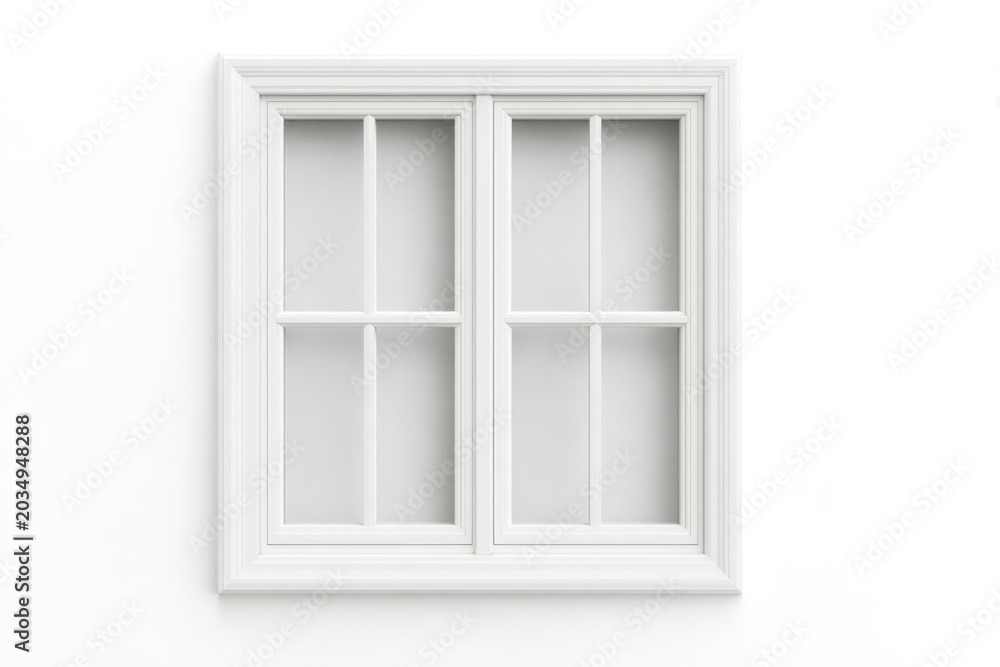 Obraz premium Minimalist white window design with elegant frame and divided pa