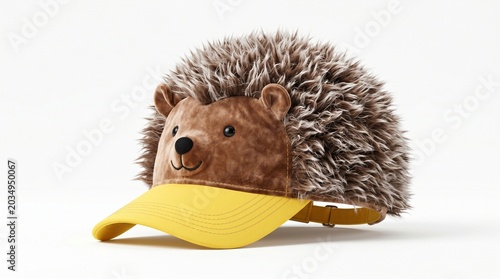A cute hedgehogthemed baseball cap isolated on white background