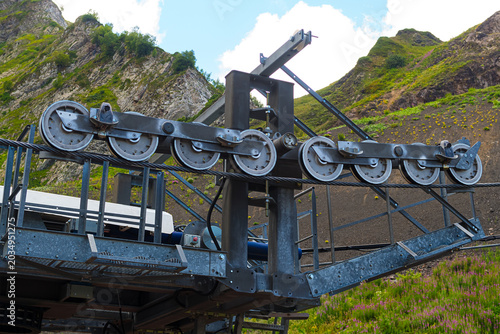 a mechanism of a cable car station designed to move the cables