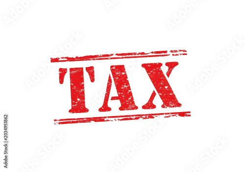 Red tax stamp on a plain background isolated on transparent background