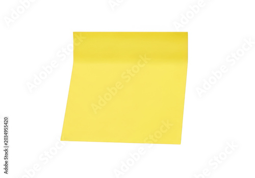 Yellow sticky note on plain background isolated on transparent background