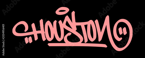 Bild auf Leinwand Houston city tag typography graphic displaying detailed spray paint dripping text texture for alternative youth subculture streetwear clothing brand apparel merchandise clip art