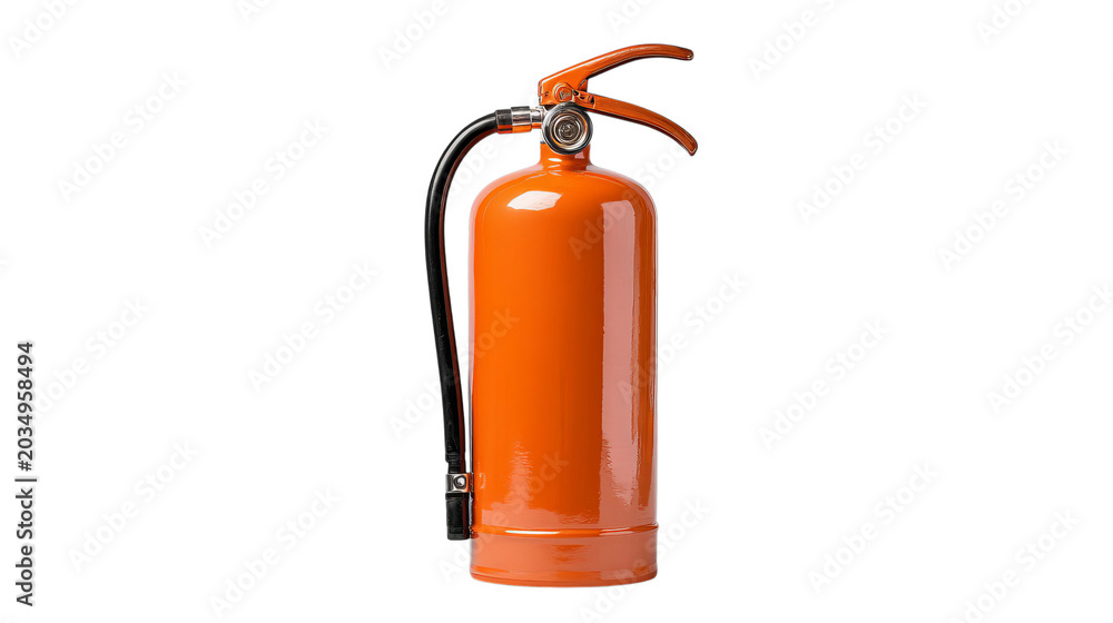 Obraz premium PNG of Bright orange fire extinguisher with a sleek design, ideal for safety measures.
