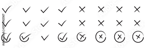 Fotografi Check tick mark icon set