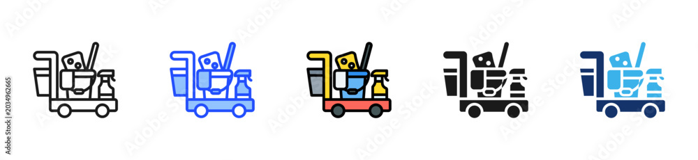 Fototapeta premium Cleaning Cart Icon Collection With Multiple Styles