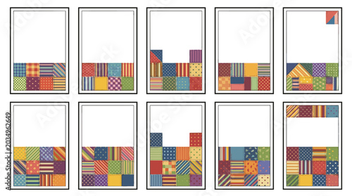 Foto Sequence of colorful shipping containers stacked in a port scene