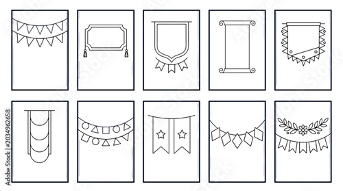 Konstfotografi Collection of decorative banners and garlands for celebration decor