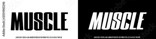 Cuadro en lienzo Muscle italic font, Modern clean rounded font perfect for branding, digital desi