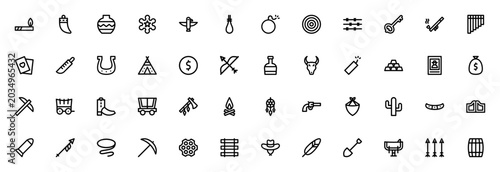 Schilderij op canvas Wild West icon set