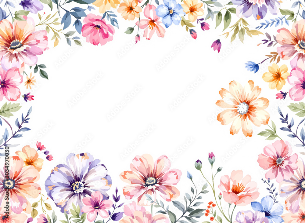 Obraz premium Delicate Painted Blossoms Creating a Peaceful Garden Scene