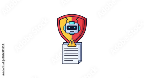 Robot holding a document security.