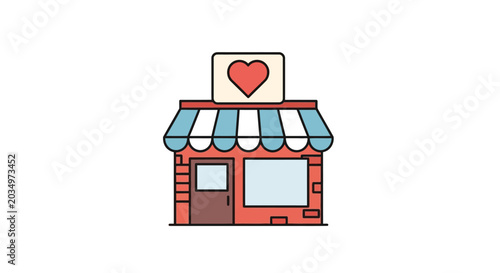 Small red brick shop storefront.