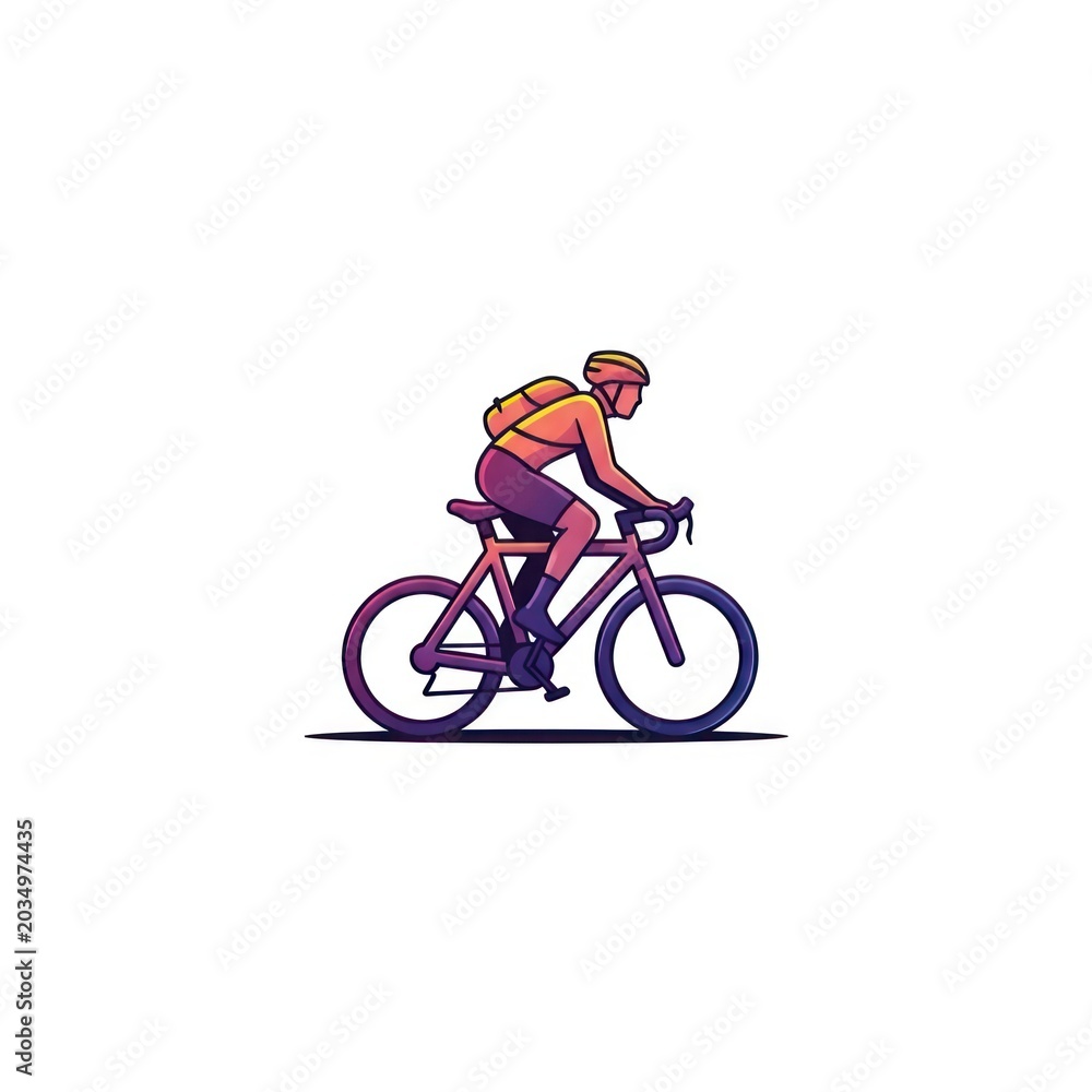 Fototapeta premium Stylized cyclist riding a road bike with backpack