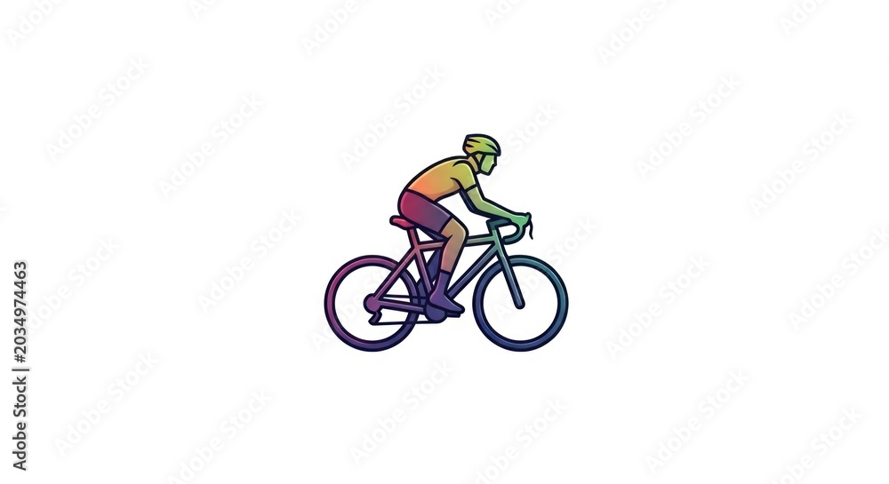 Fototapeta premium Colorful cyclist riding road bike icon