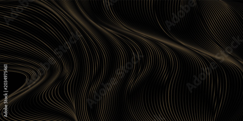 Foto black and gold luxury background with dynamic wave composition