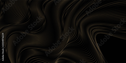 Bilde på lerret black and gold luxury background with dynamic wave composition