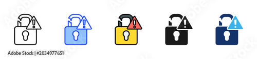 Security Breach Icon Collection With Multiple Styles