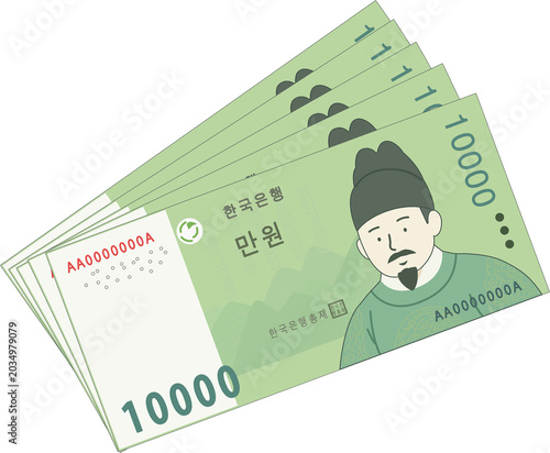 Tablou pe pânză 만원 지폐 일러스트