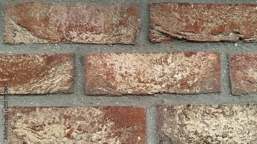 Photography Macro vintage red brick wall texture, distressed clinker brickwork background wi