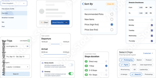 Quadro su tela UI UX filter, sort components kit
