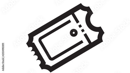 Schilderij op canvas Ticket Icon with Bold Outline, Perforation Details, and Discount Style on Clean