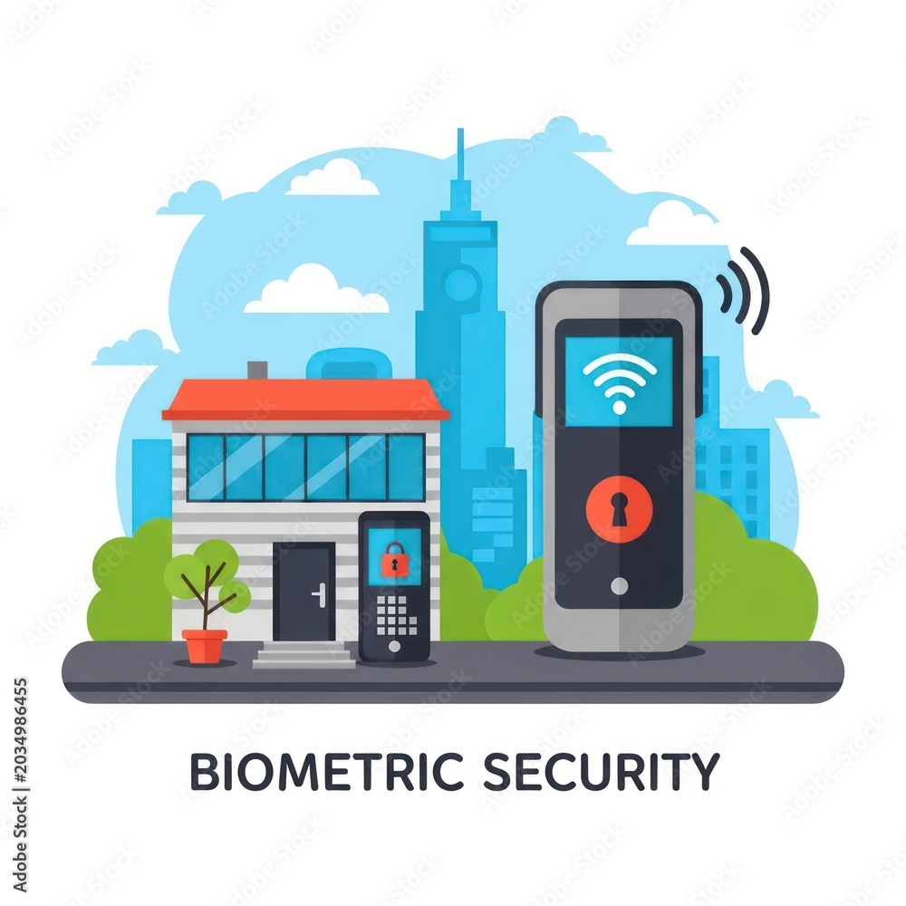 Fototapeta premium Biometric security concept for smart home protection