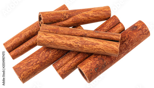 cinnamon sticks with rough texture, isolated on transparent background