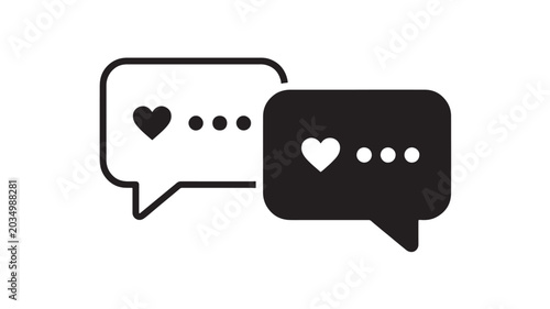 Speech Bubbles with Hearts and Message Dots for Love Communication, Messaging Icons, Social Media Posts, and Valentine Greeting Designs