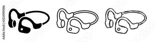 Billede på lærred Inner Ear Anatomy Diagrams, Vestibular System Icons, Balance Organ Illustrations