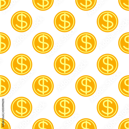 Seamless pattern with dollar coin sign