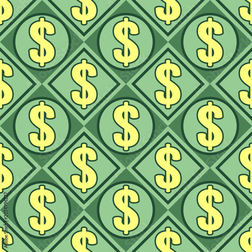 Seamless pattern with dollar sign