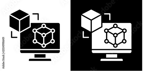 Tableau sur toile Digital Twin  Icon Set White Glyph  Style Collection