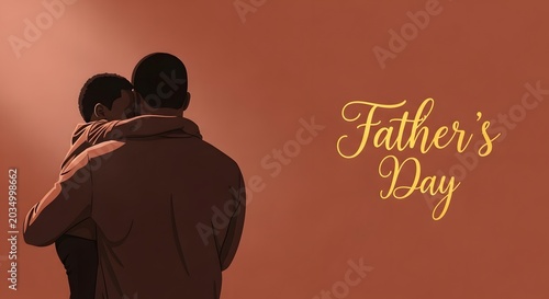 Heartwarming father's day illustration of a father and child embrace