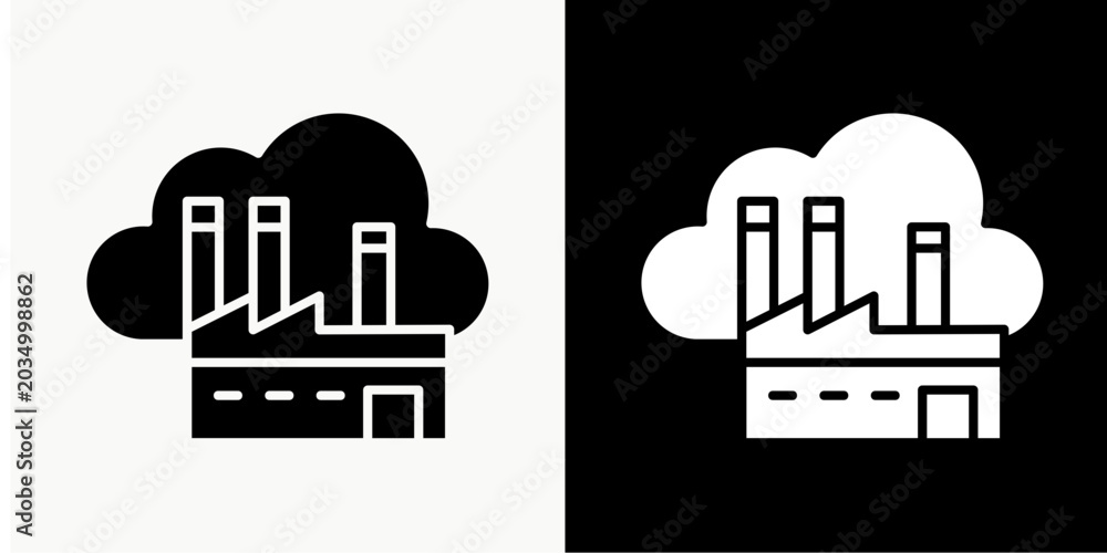 Naklejka premium Industrial Cloud Icon Set White Glyph Style Collection
