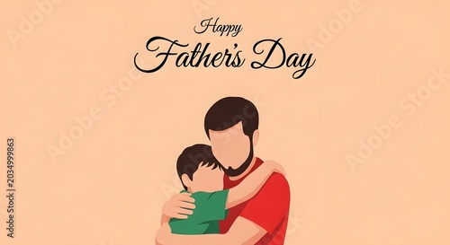 Happy father's day illustration loving dad and son embrace family celebration